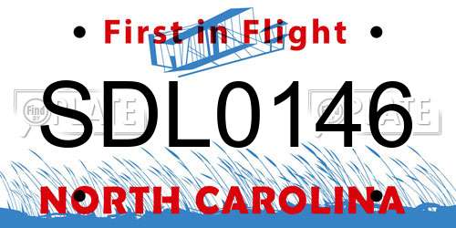 SDL0146 North Carolina License Plate