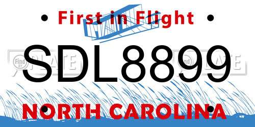 SDL8899 North Carolina License Plate