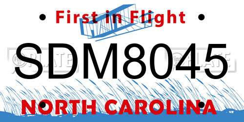 SDM8045 North Carolina License Plate