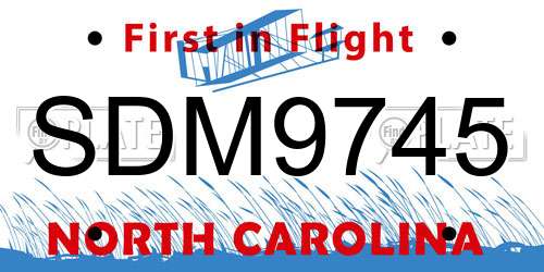 SDM9745 North Carolina License Plate