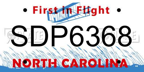 SDP6368 North Carolina License Plate