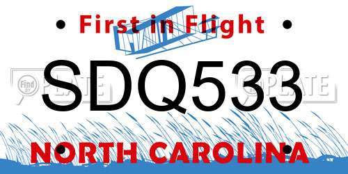SDQ533 North Carolina License Plate