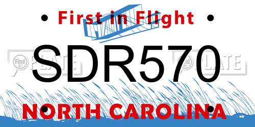 SDR570 North Carolina License Plate