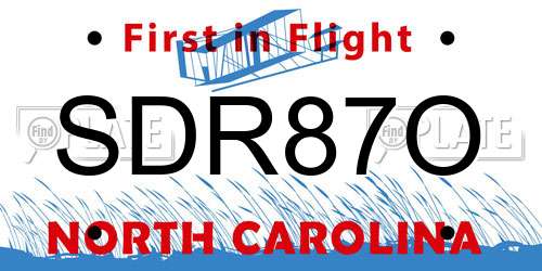 SDR87O North Carolina License Plate