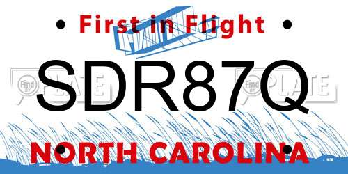 SDR87Q North Carolina License Plate
