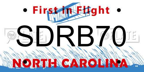 SDRB70 North Carolina License Plate