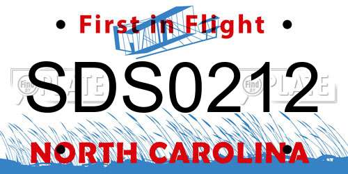 SDS0212 North Carolina License Plate