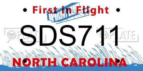 SDS711 North Carolina License Plate