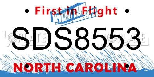 SDS8553 North Carolina License Plate