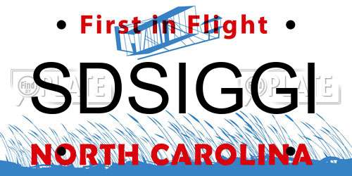 SDSIGGI North Carolina License Plate