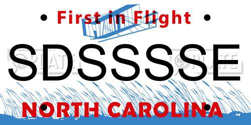SDSSSSE North Carolina License Plate