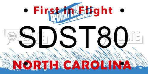 SDST80 North Carolina License Plate