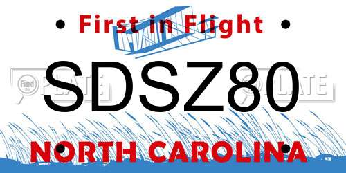 SDSZ80 North Carolina License Plate
