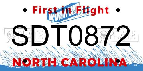 SDT0872 North Carolina License Plate