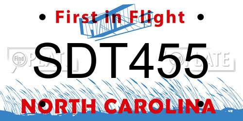 SDT455 North Carolina License Plate