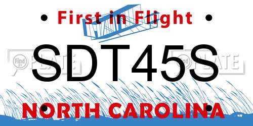 SDT45S North Carolina License Plate