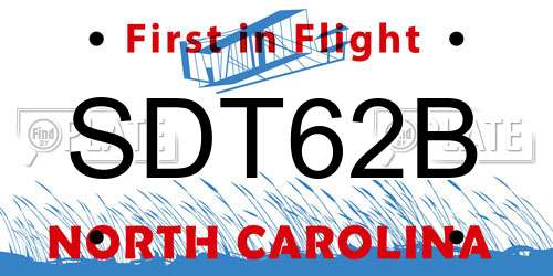 SDT62B North Carolina License Plate
