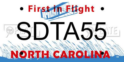 SDTA55 North Carolina License Plate