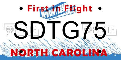 SDTG75 North Carolina License Plate