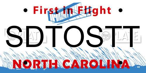 SDTOSTT North Carolina License Plate