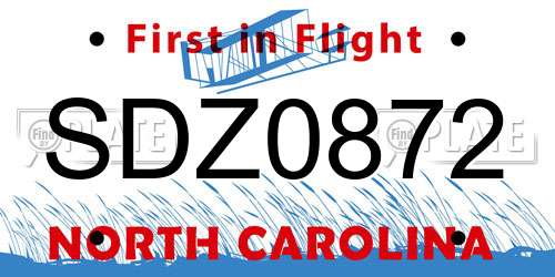 SDZ0872 North Carolina License Plate