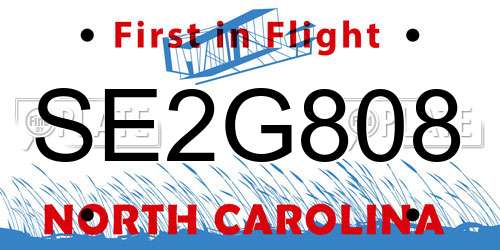 SE2G808 North Carolina License Plate