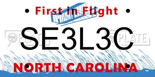 SE3L3C North Carolina License Plate