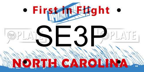 SE3P North Carolina License Plate