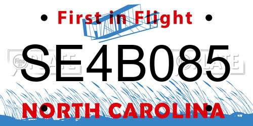 SE4B085 North Carolina License Plate