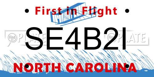 SE4B2I North Carolina License Plate