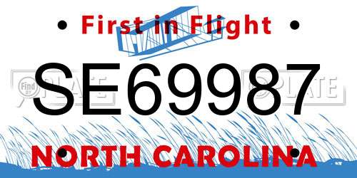 SE69987 North Carolina License Plate