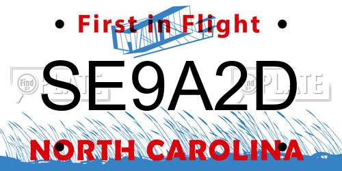 SE9A2D North Carolina License Plate