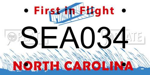 SEA034 North Carolina License Plate