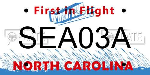 SEA03A North Carolina License Plate