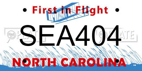 SEA404 North Carolina License Plate