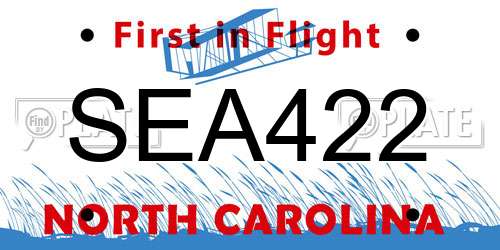 SEA422 North Carolina License Plate