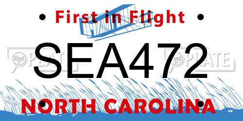SEA472 North Carolina License Plate