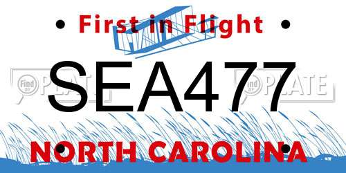 SEA477 North Carolina License Plate