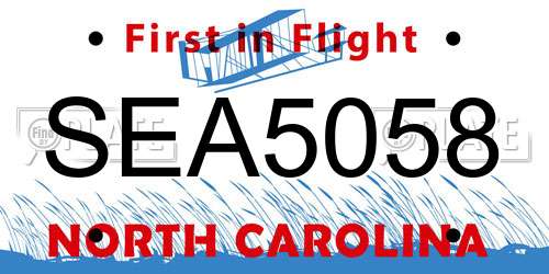 SEA5058 North Carolina License Plate