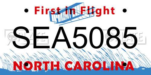 SEA5085 North Carolina License Plate