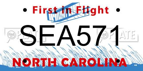SEA571 North Carolina License Plate