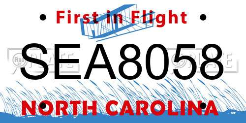 SEA8058 North Carolina License Plate