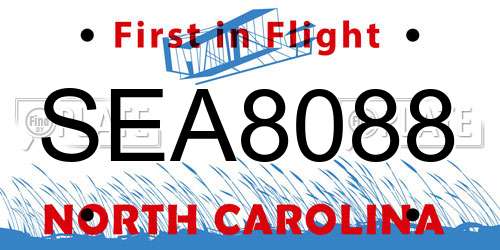 SEA8088 North Carolina License Plate
