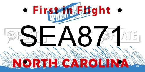 SEA871 North Carolina License Plate