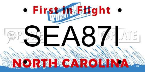 SEA87I North Carolina License Plate