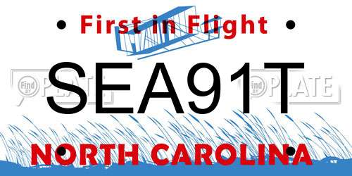 SEA91T North Carolina License Plate