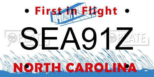 SEA91Z North Carolina License Plate
