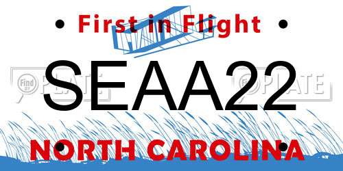 SEAA22 North Carolina License Plate