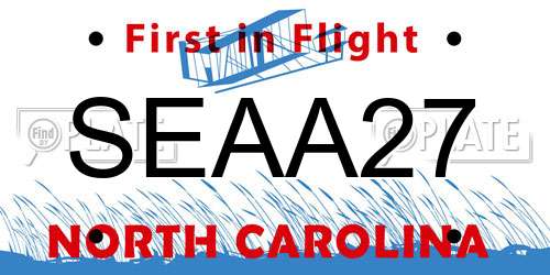 SEAA27 North Carolina License Plate