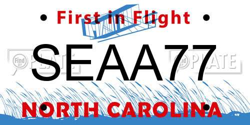 SEAA77 North Carolina License Plate